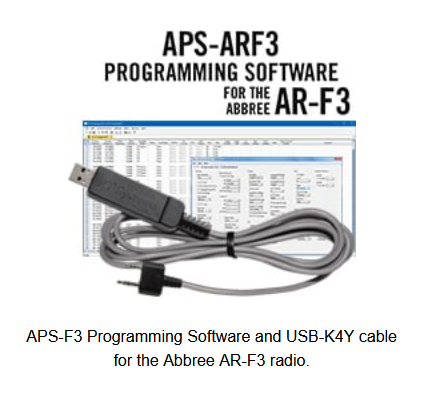 RTS APS-ARF3 Programming Software and USB-K4Y cable for the Abbree AR-F3 radio