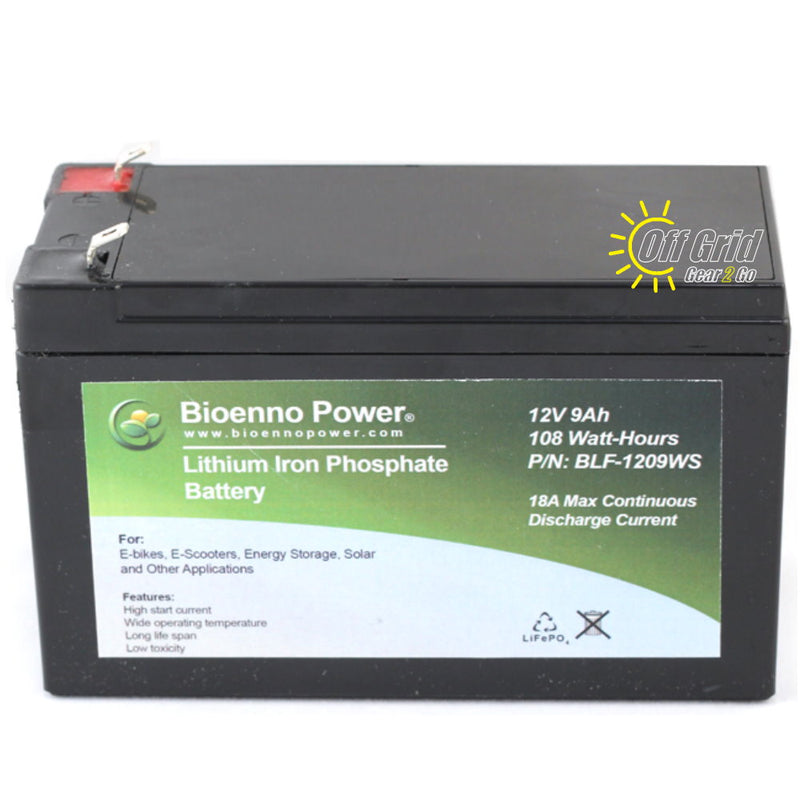Bioenno BLF-1209AS 12V, 9Ah Lithium Iron Phosphate (LiFePO4) Battery, ABS