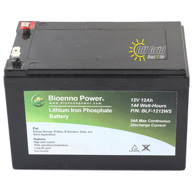 Bioenno BLF-1212AS 12V, 12Ah Lithium Iron Phosphate (LiFePO4) Battery, ABS