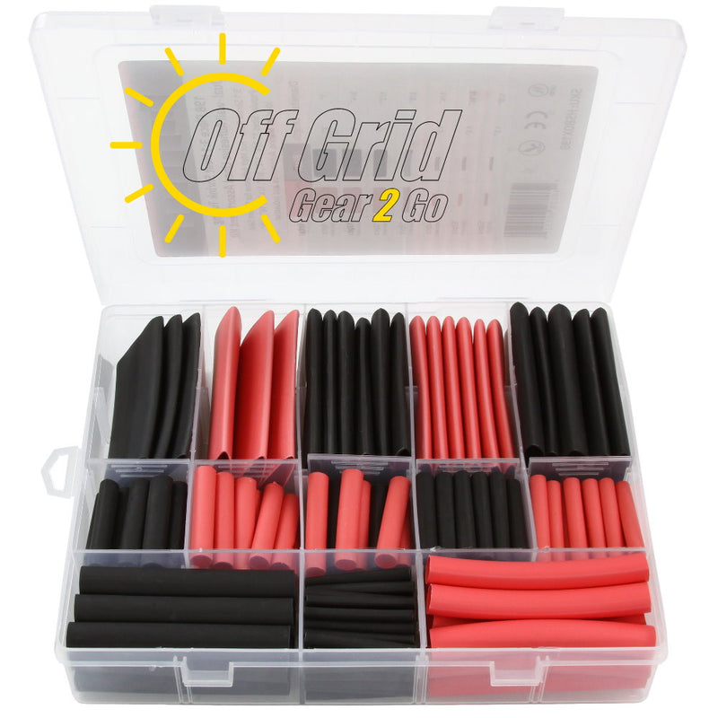 HSBOX198 - Assorted Heat Shrink Tubing Kit, Red & Black, 1" to 1/8" - 198 Pieces
