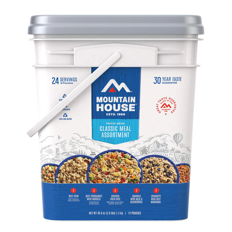 Mountain House Classic Assortment Bucket  - 24 Meals in 12 Pouches