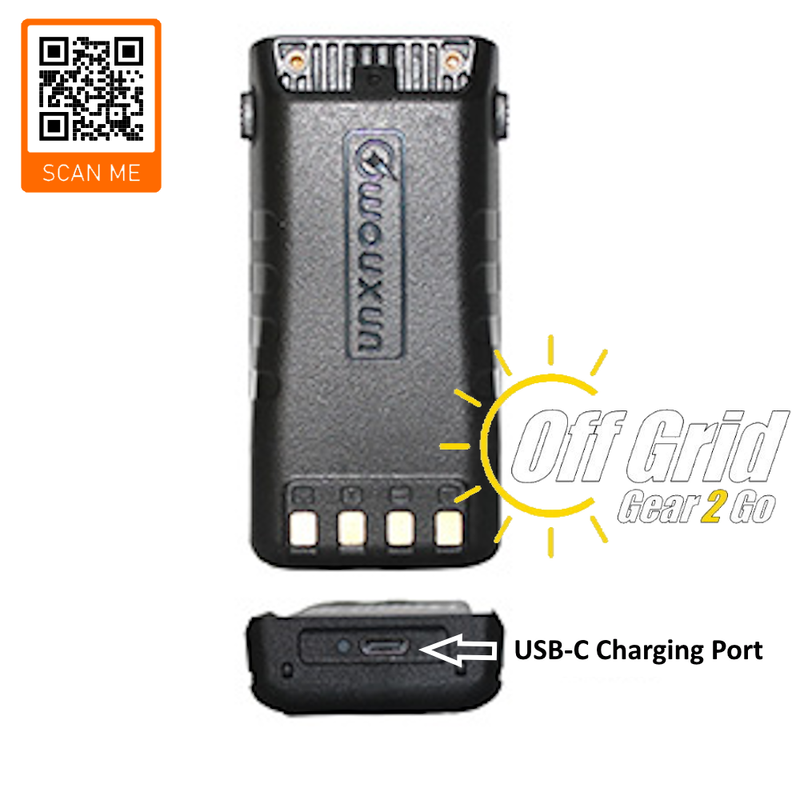 Wouxun 2200mAh USB-C Rechargable Li-Ion Battery Pack with Belt Clip for KG-UV9H Radio