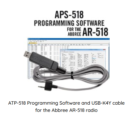 RTS APS-518 Programming Software and USB-K4Y cable for the Abbree AR-518 radio