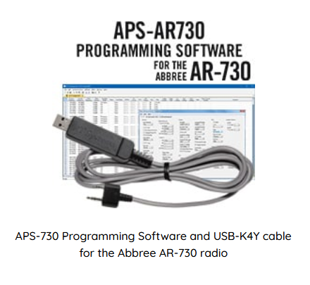 RTS APS-730 Programming Software and USB-K4Y cable for the Abbree AR-730 radio