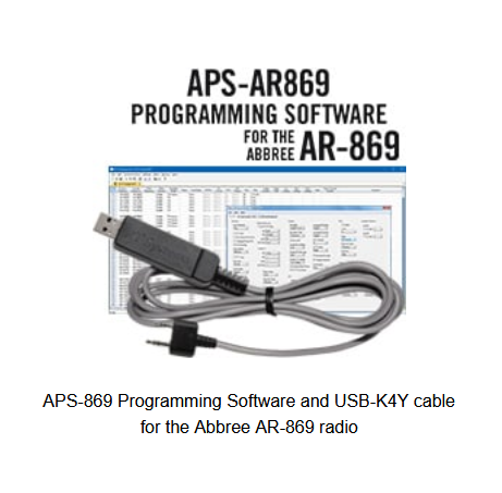 RTS APS-AR869 Programming Software and USB-K4Y cable for the Abbree AR-869 radio