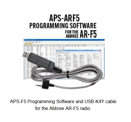 RTS APS-ARF5 Programming Software and USB-K4Y cable for the Abbree AR-F5 radio