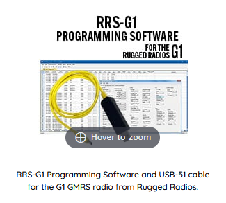 RTS RRS-G1 Programming Software and USB-51 cable for the G1 GMRS radio from Rugged Radios