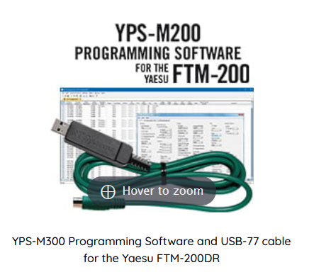 RTS Yaesu YPS-M200 Programming Software and USB-77 cable for the Yaesu FTM-200DR