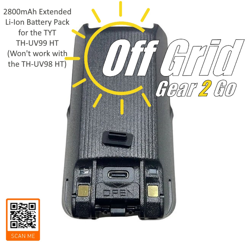 TYT 2800mAh Li-Ion Rechargeable Battery for TH-UV99 Waterproof Handheld Radios