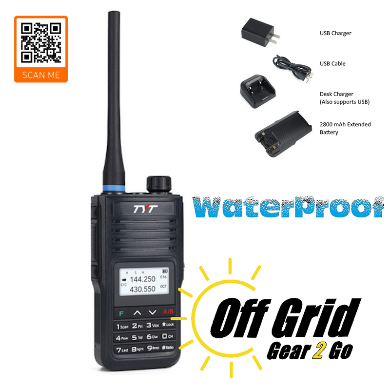 TH-UV99 Two-Way 10 Watt VHF/UHF IP68 WP Analog Radio w/2800mAh Extended Li-Ion Battery