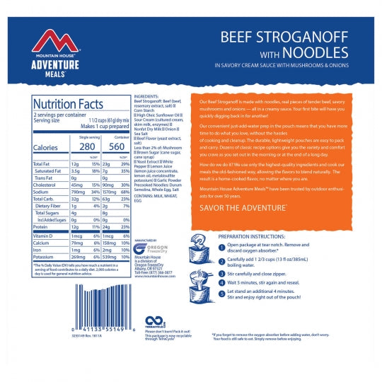 Save 10%! MH Freeze Dried Beef Stroganoff with Noodles Entree Pouch - PROMO