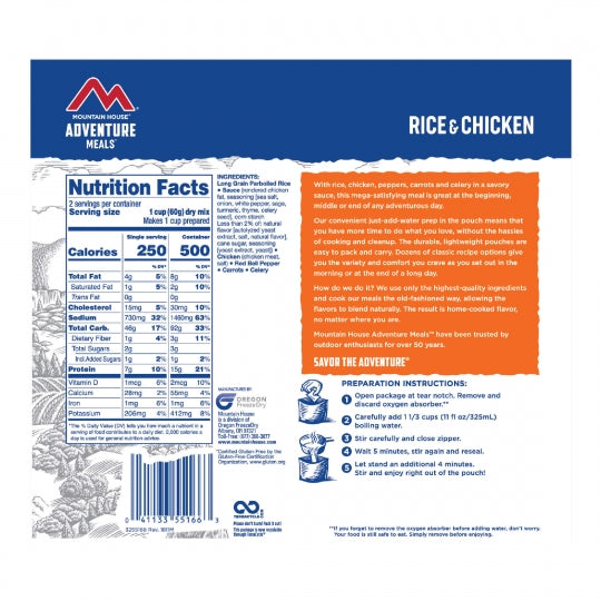 Save 10%! MH Freeze Dried Rice & Chicken Entree Pouch - GF - PROMO