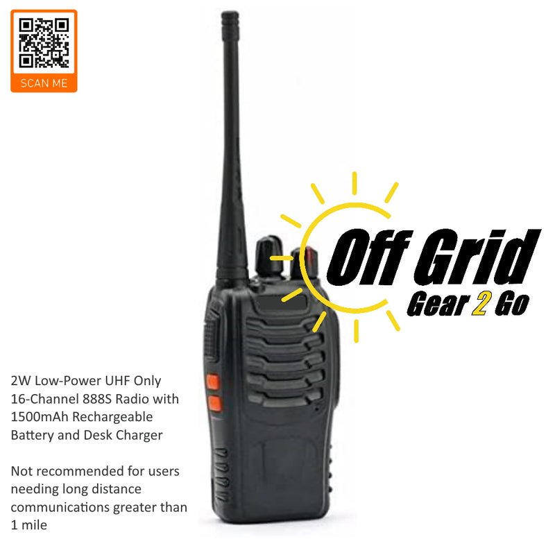 888S Handheld Series 16 Channel 2W UHF Analog Radio