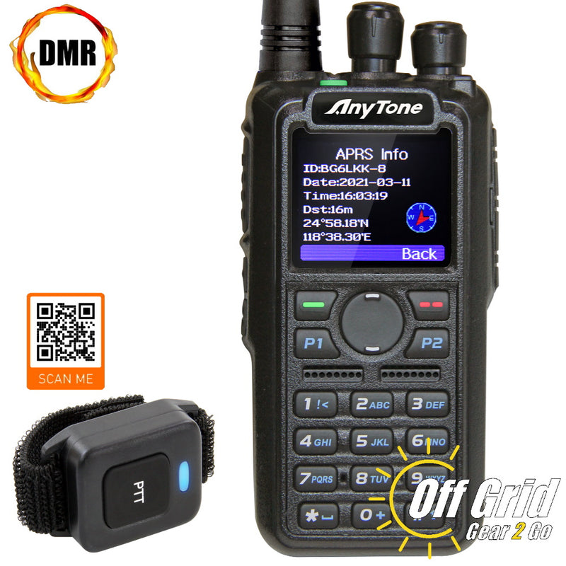 Anytone AT-D878UVII Plus Digital DMR Dual-Band Handheld Part 90 Commercial Radio with GPS, APRS RX/TX and Bluetooth
