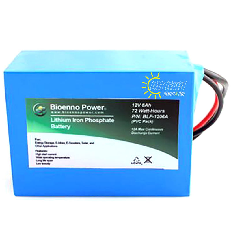 Bioenno BLF-1206A 12V, 6Ah Lithium Iron Phosphate (LiFePO4) Battery, PVC