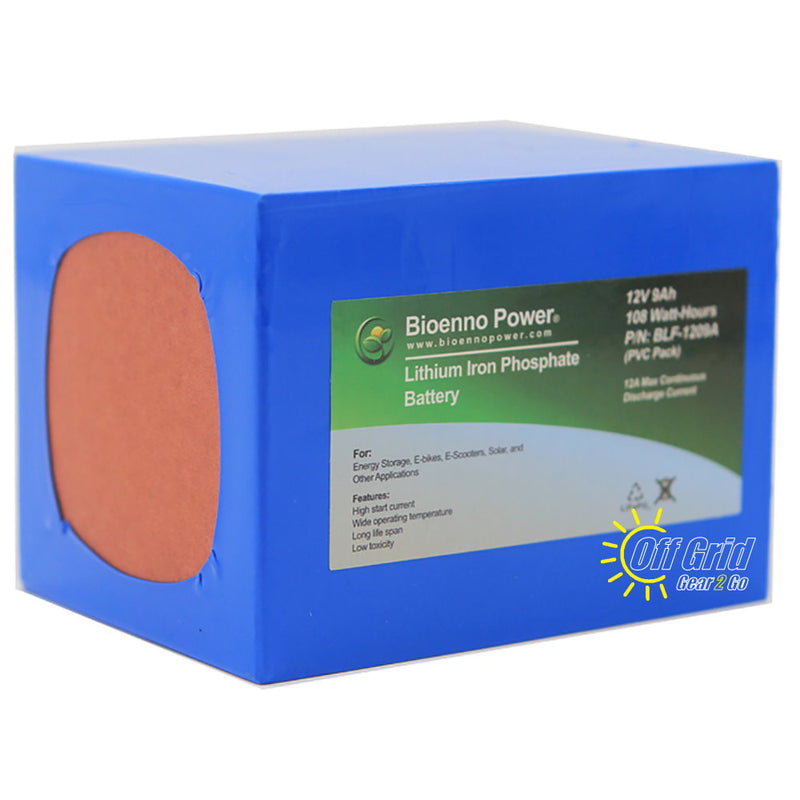 Bioenno BLF-1209A 12V, 9Ah Lithium Iron Phosphate (LiFePO4) Battery, PVC