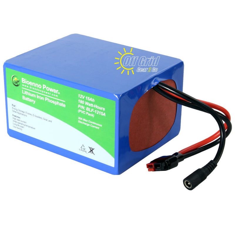 Bioenno BLF-1215A 12V, 15Ah Lithium Iron Phosphate (LiFePO4) Battery, PVC