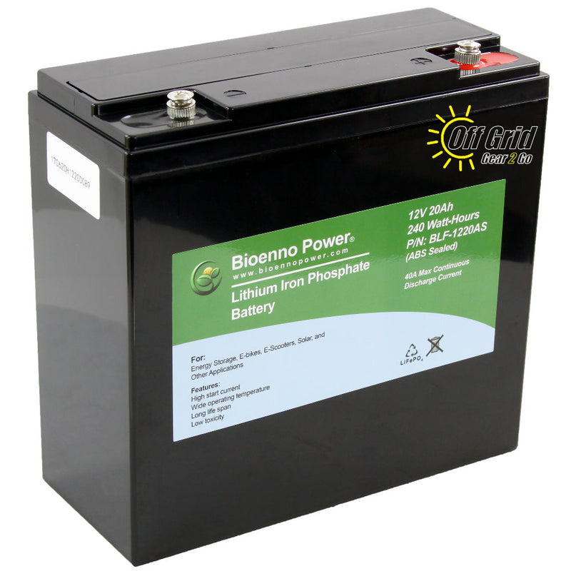 Bioenno BLF-1220AS 12V, 20Ah Lithium Iron Phosphate (LiFePO4) Battery, ABS