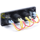 Blue Sea 4366 Water Resistant Accessory Panel – Circuit Breaker, 12V Socket, Dual USB Charger, Mini Volt Meter