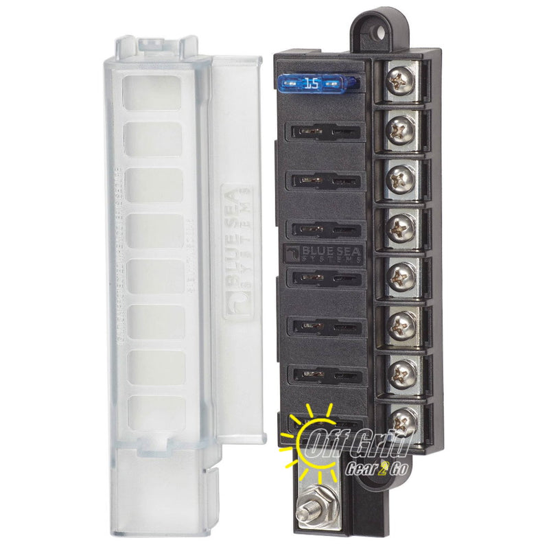 Blue Sea 5046 8 Circuit ST Blade Compact Fuse Block with Cover, 8 Circuits
