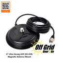 UHF (SO-239) Style Mobile Magnetic Base with 16 Ft. Coax  Cable - 6" Size HD Magnet