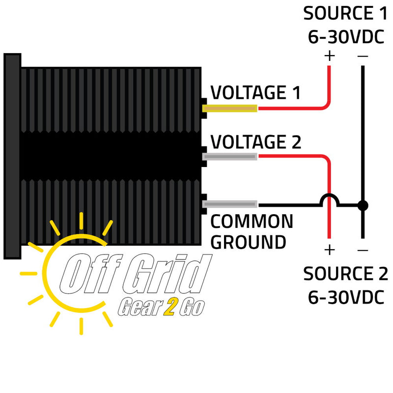 PanelDualVolt - Panel Mount Dual Digital Red Volt Meter for 12/24V Systems