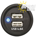 PanelUSB-Plus - Panel Mount Dual USB 4.8A Device Charger for 12/24V Systems