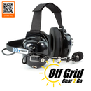 Rugged Radios Carbon Fiber Behind The Head Two Way Radio Headset with Volume Control Knob & 3.5mm Input Jack