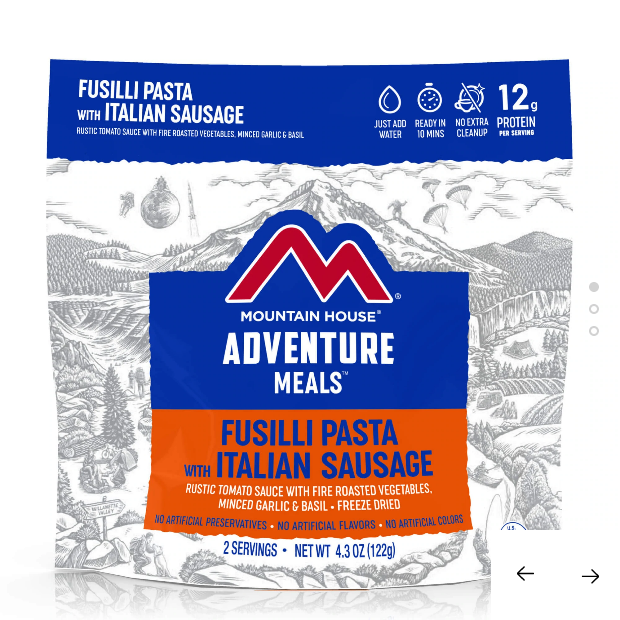 Save 10%! MH Freeze Dried Fusilli Pasta with Italian Sausage Entree - Pouch
