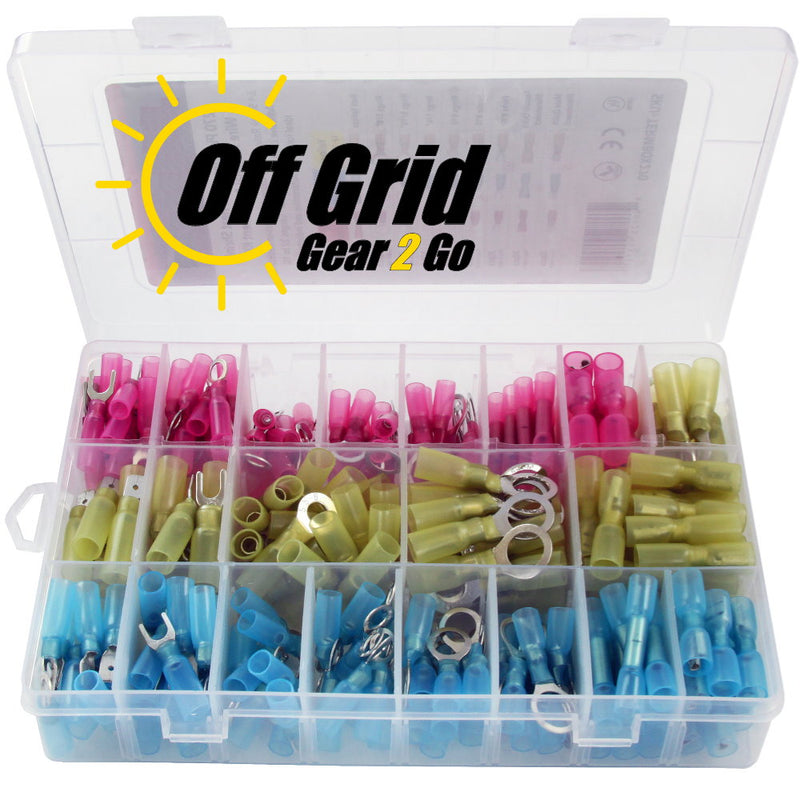 TERMBOX270 - Heat Shrink Wire Terminal Connector Kit, 270 Piece Assortment of Waterproof Electrical Crimp Connectors