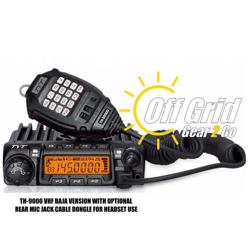 TYT TH-9000D BAJA VHF Single Band Mobile Transceiver Radio w/Optional Headset Cable