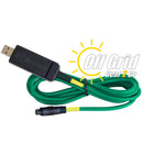 RTS USB-92D FTDI Programming Cable     (Unique 12-Pin Mic Plug - Green Cable w/ Yellow Band)