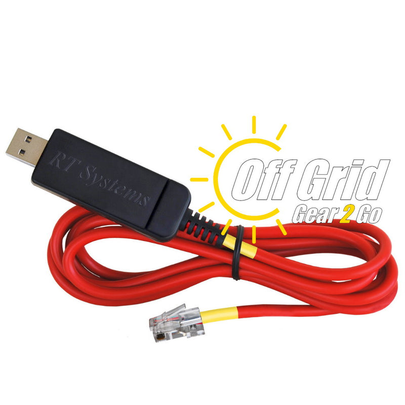 RTS USB-A5R FTDI Programming Cable (8-Pin Modular Plug - Red Cable w/ Yellow Band)