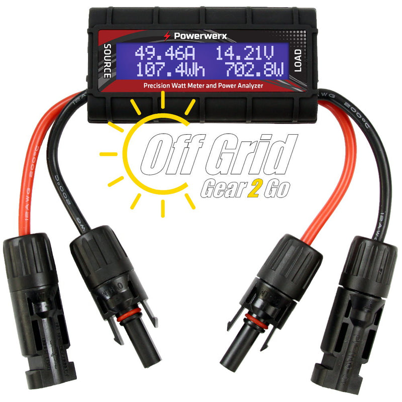 WattMeter-MC4 - Watt Meter with DC Inline Power Analyzer, 45A Continuous, 12 Gauge, MC4 Solar Connectors