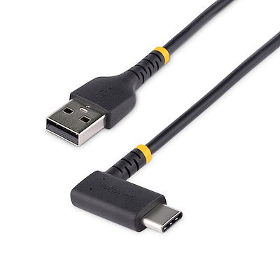 StarTech.com 1ft USB A to C Charging Cable Right Angle Rugged Aramid Fiber