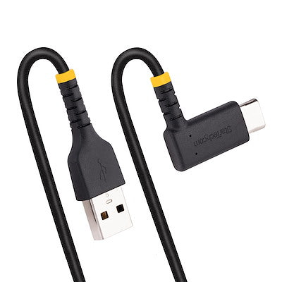 StarTech.com 1ft USB A to C Charging Cable Right Angle Rugged Aramid Fiber